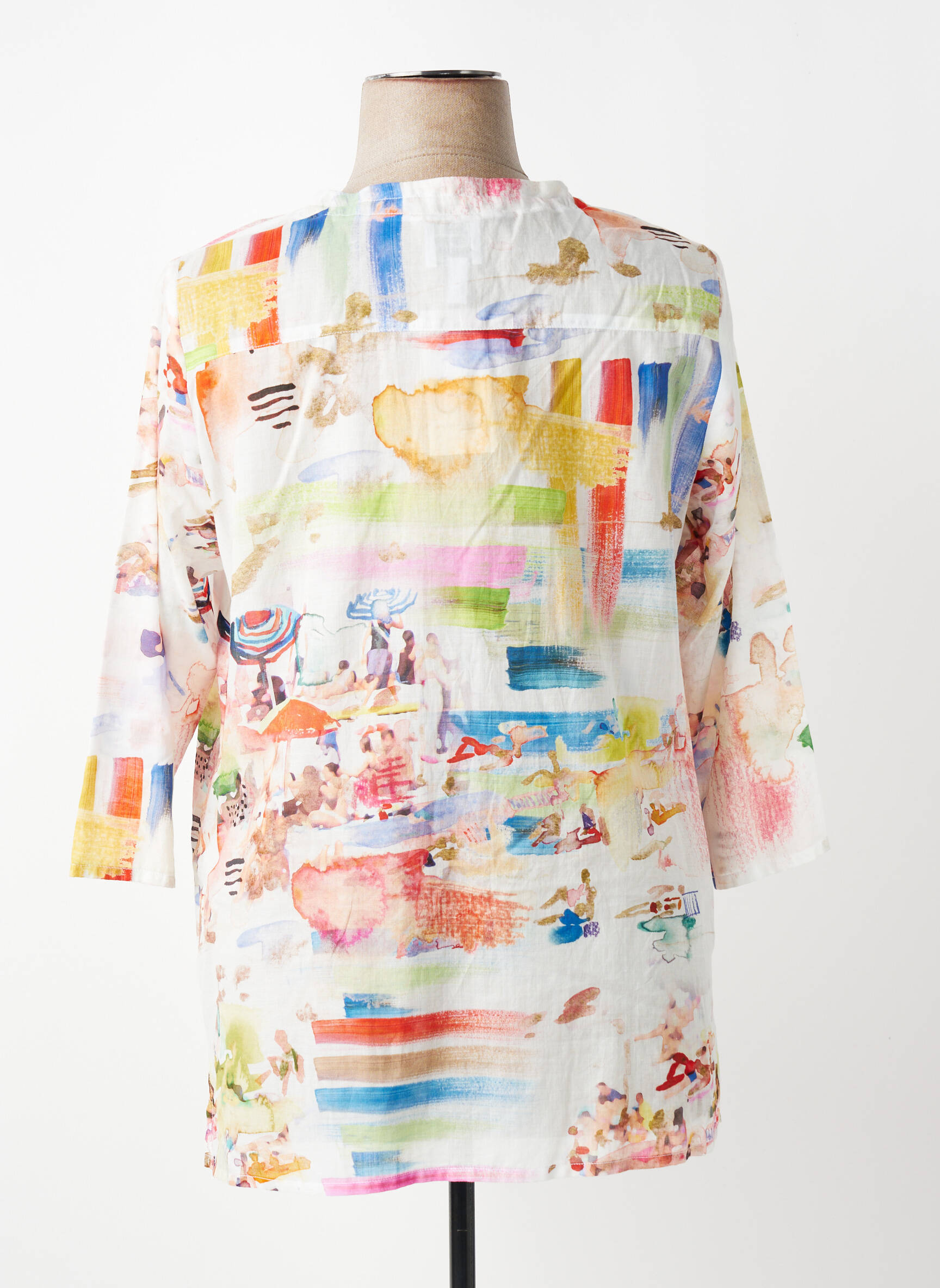 Blouse imprimé fantaisie manches longues blanc GUY DUBOUIS femme
