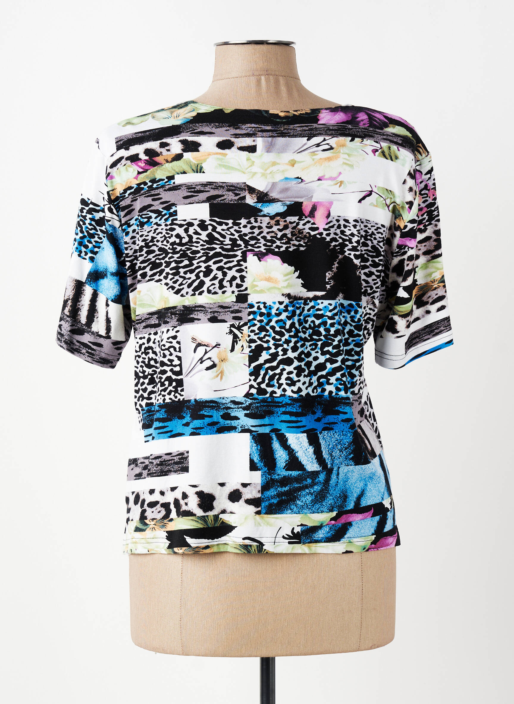 T-shirt imprimé fantaisie manches courtes bleu GUY DUBOUIS femme