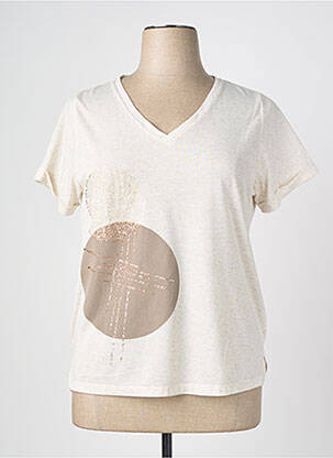 T-shirt col v manches courtes beige MERI & ESCA femme
