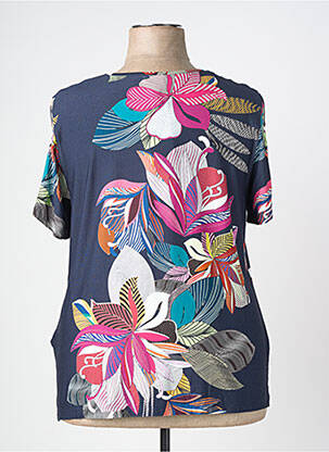 T-shirt imprimé fantaisie manches courtes bleu FRANCE RIVOIRE femme