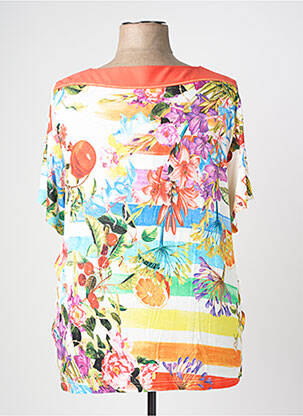 T-shirt imprimé fantaisie manches courtes orange GUY DUBOUIS femme