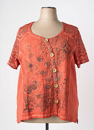 T-shirt sérigraphie floquée manches courtes orange BAGORAZ femme