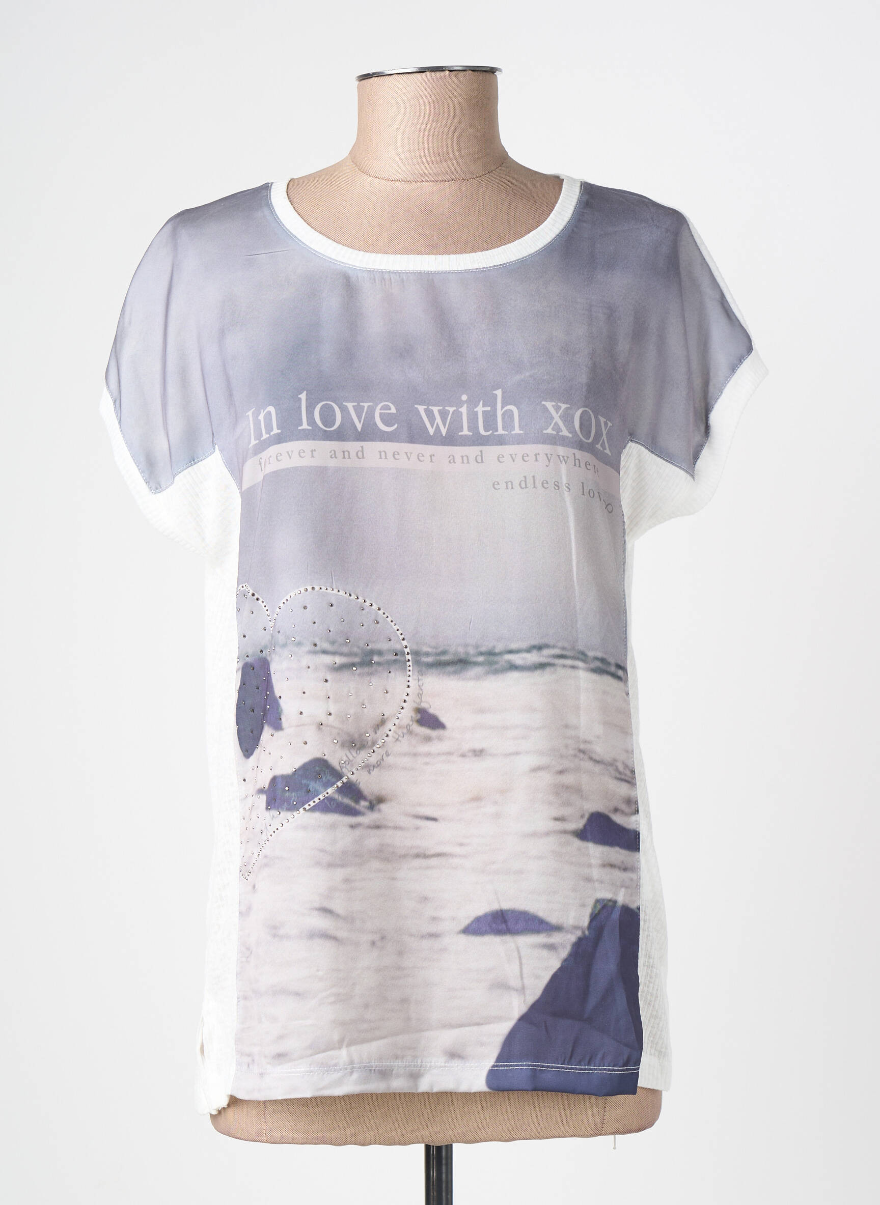 T-shirt imprimé fantaisie manches courtes blanc MERI & ESCA femme