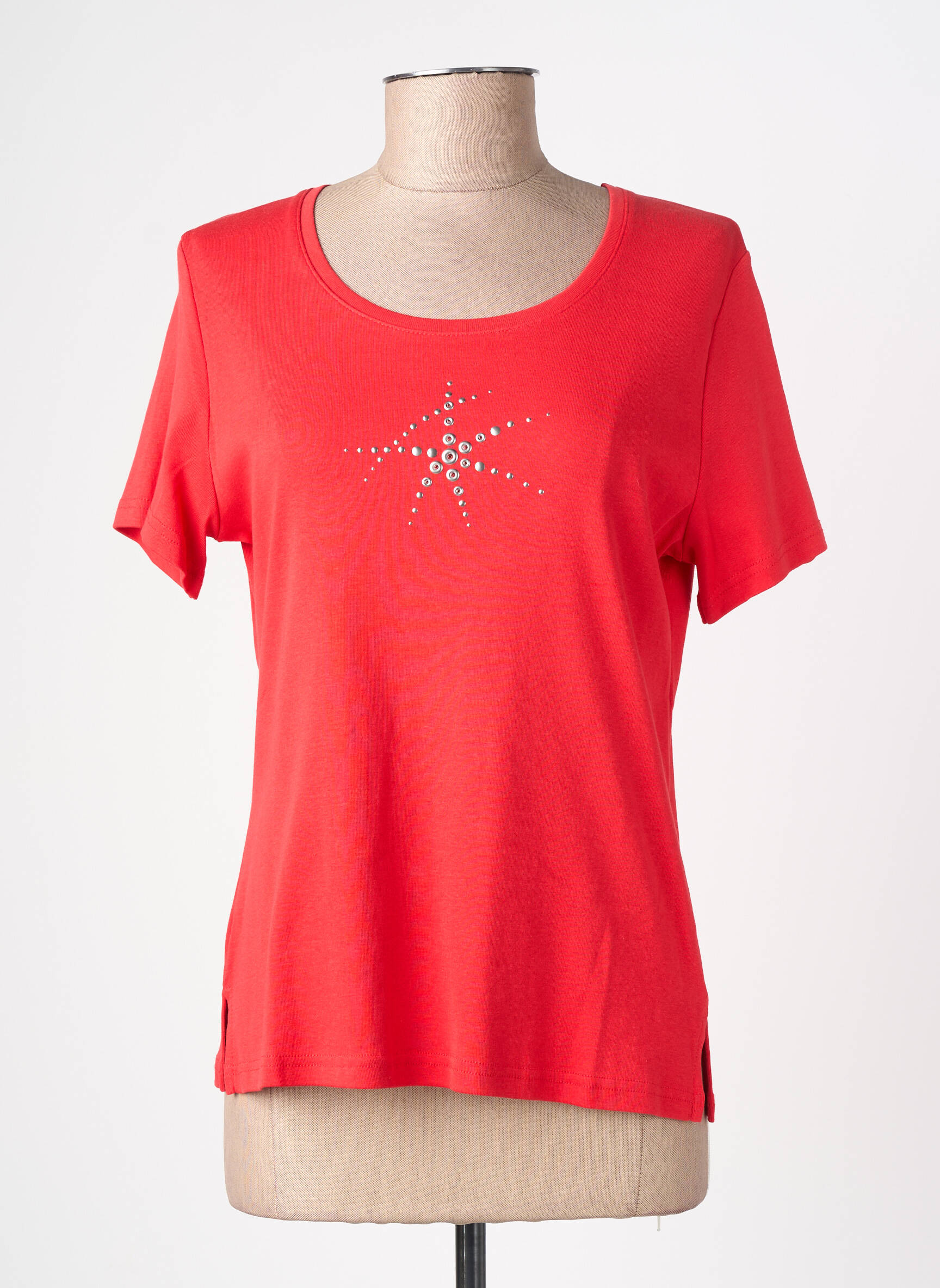 T-shirt coupe cintrée manches courtes rouge GUY DUBOUIS femme