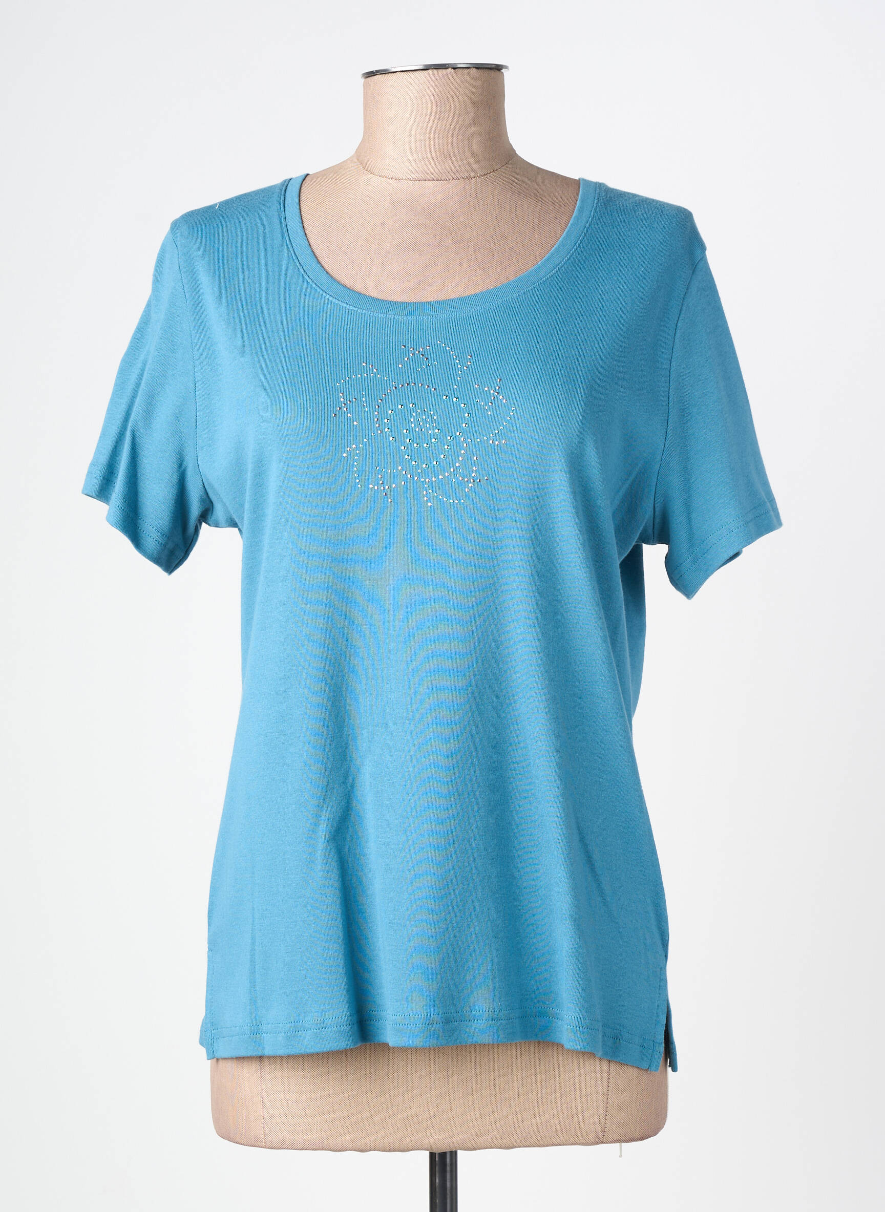 T-shirt coupe cintrée manches courtes bleu GUY DUBOUIS femme