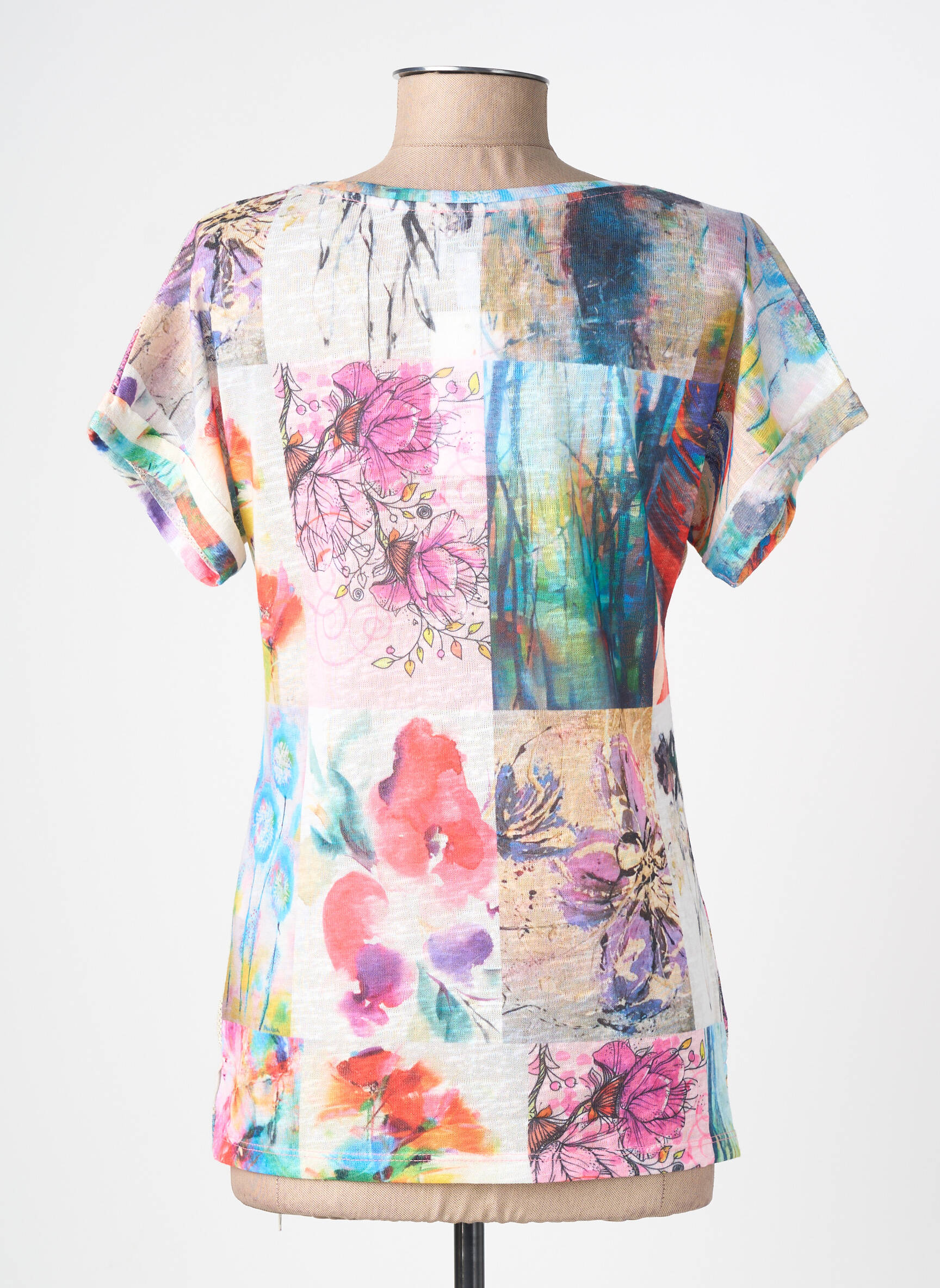 T-shirt imprimé fantaisie manches courtes bleu GUY DUBOUIS femme