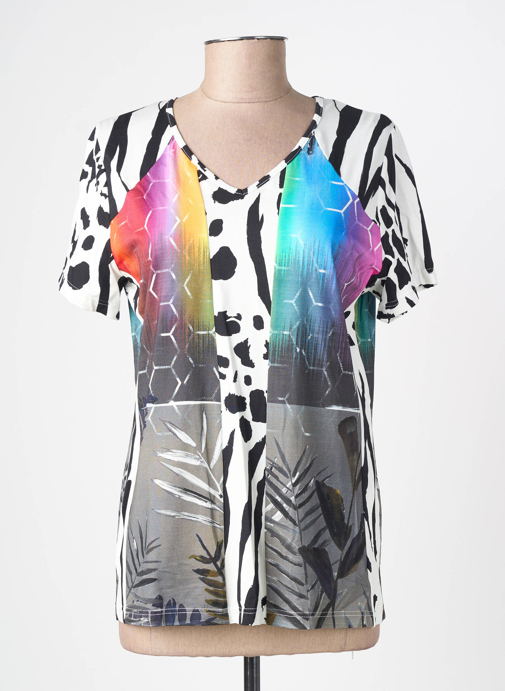 T-shirt imprimé fantaisie manches courtes noir MERI & ESCA femme