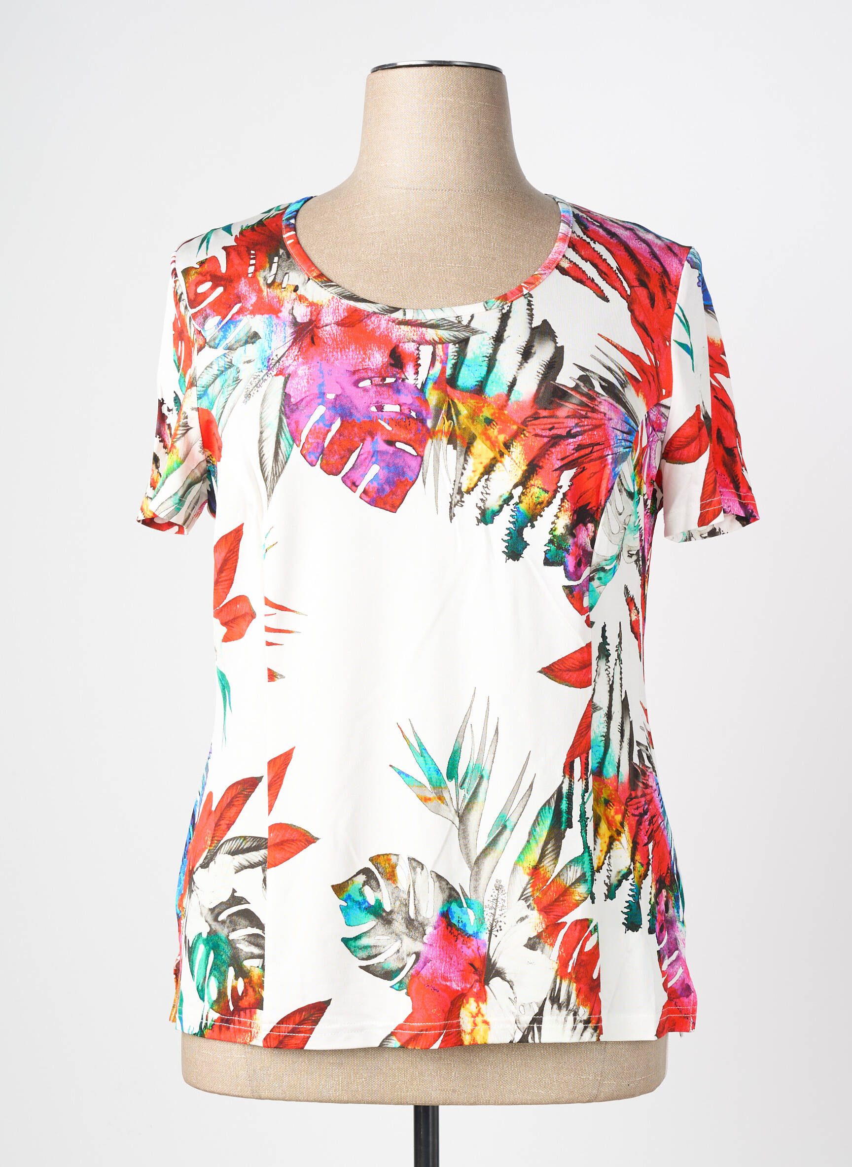 T-shirt imprimé fantaisie manches courtes blanc GUY DUBOUIS femme