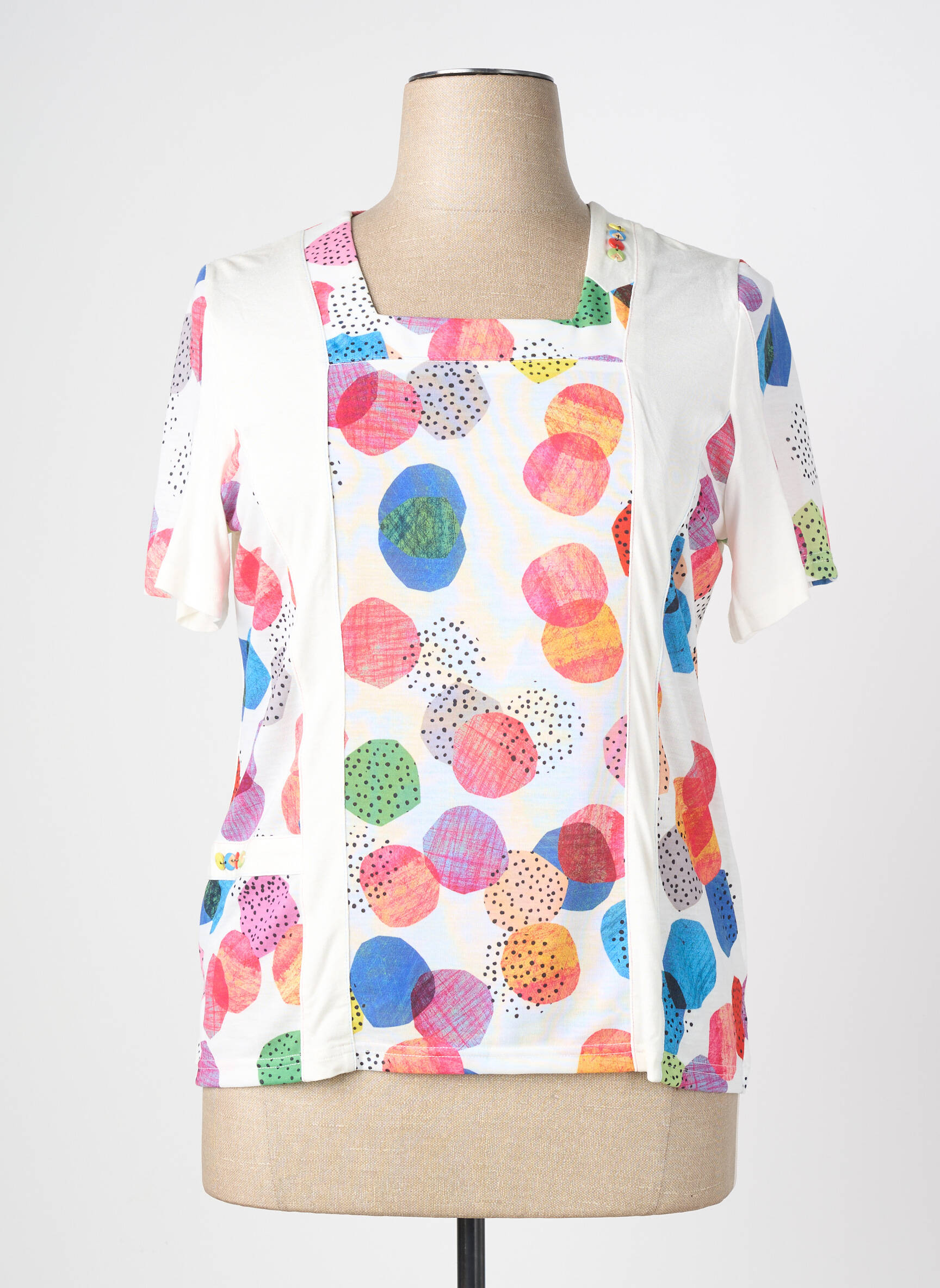 T-shirt coupe cintrée manches courtes blanc GUY DUBOUIS femme