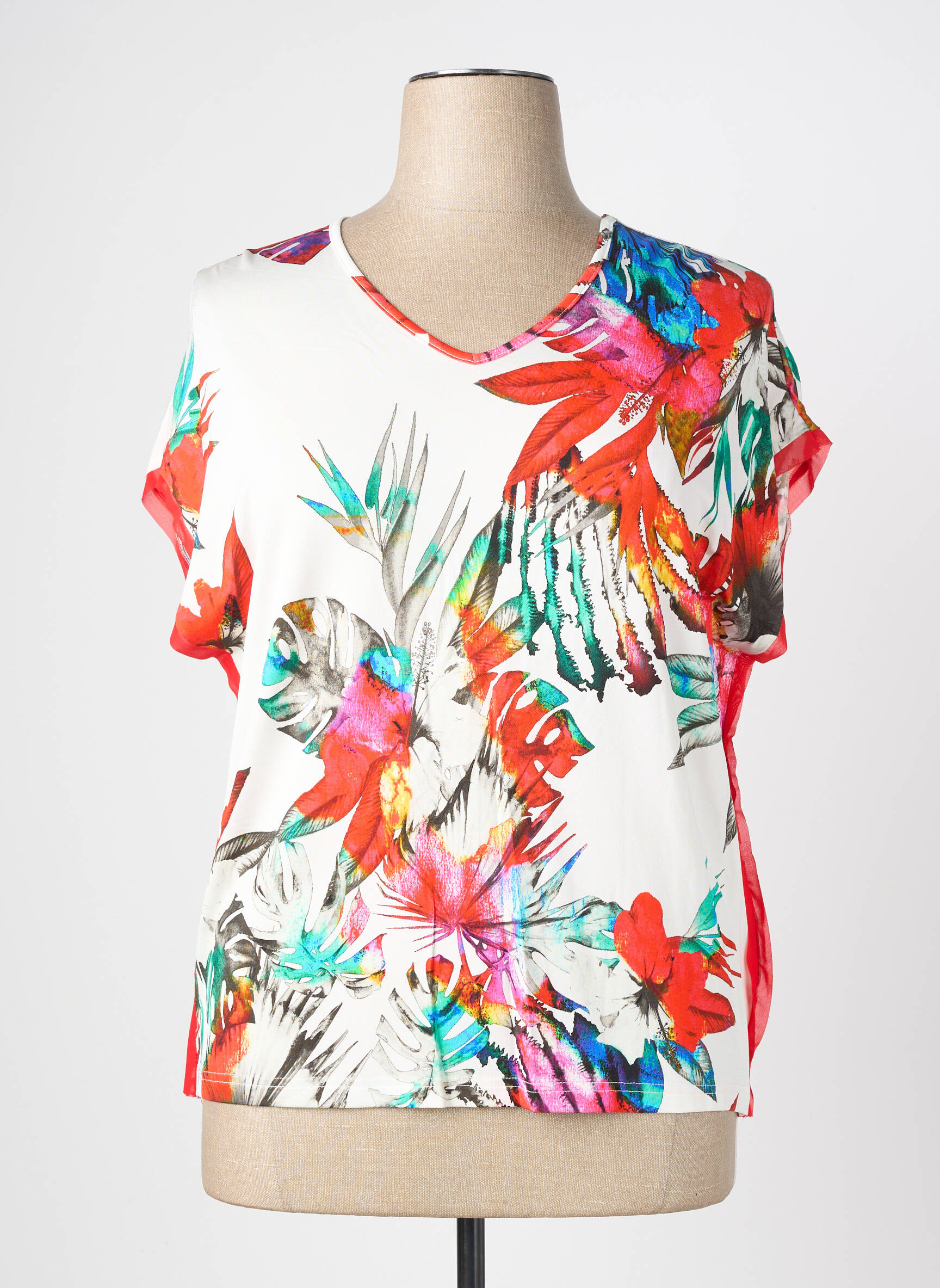 T-shirt imprimé fantaisie manches courtes blanc MERI & ESCA femme