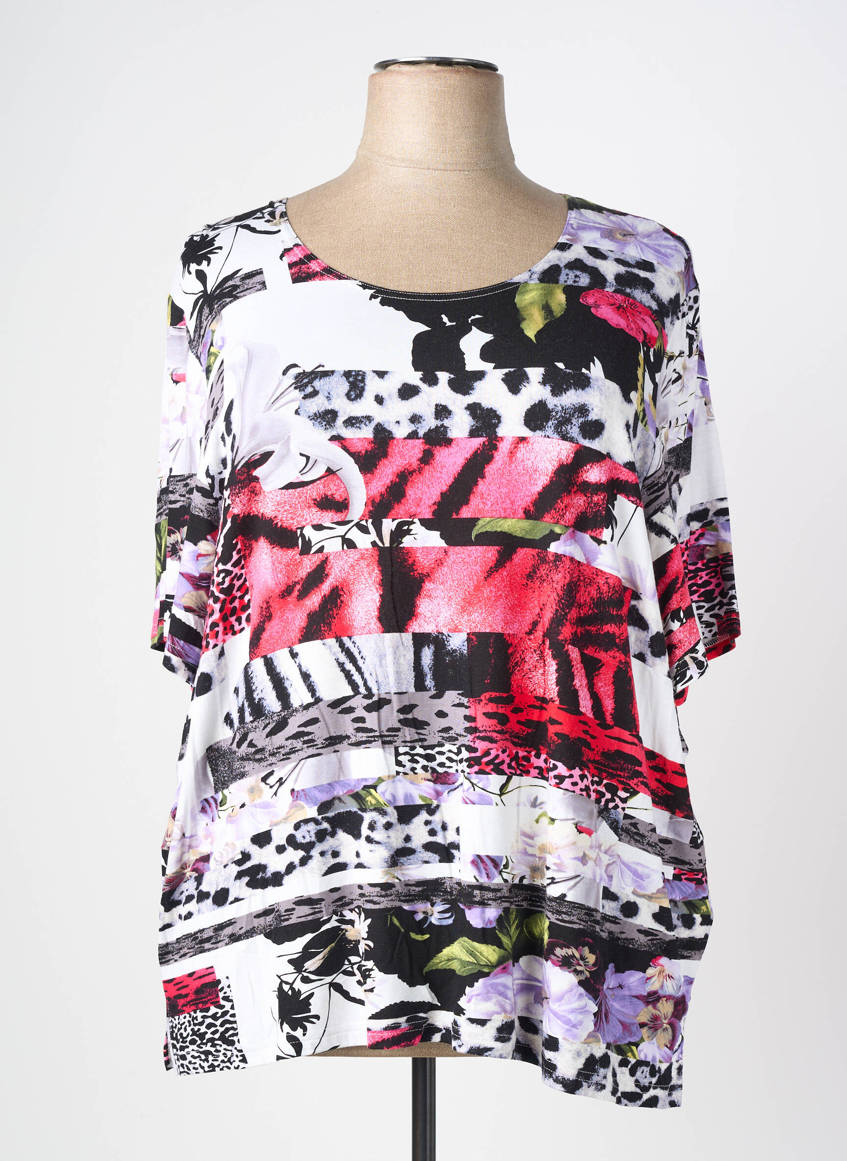 T-shirt imprimé fantaisie manches courtes noir GUY DUBOUIS femme