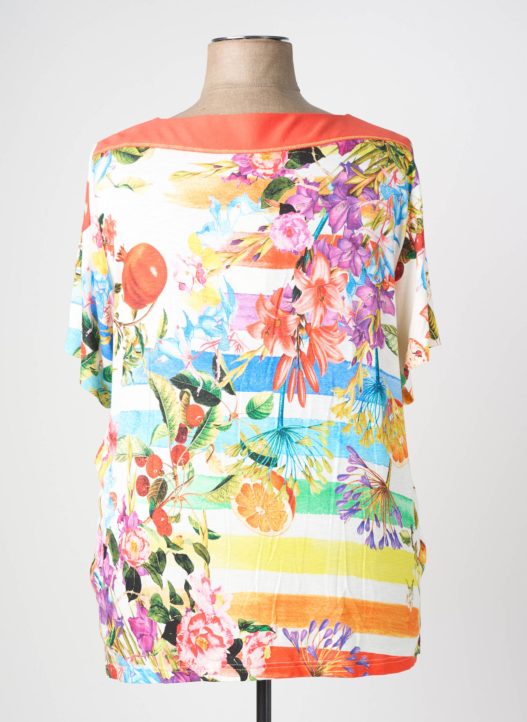 T-shirt imprimé fantaisie manches courtes orange GUY DUBOUIS femme