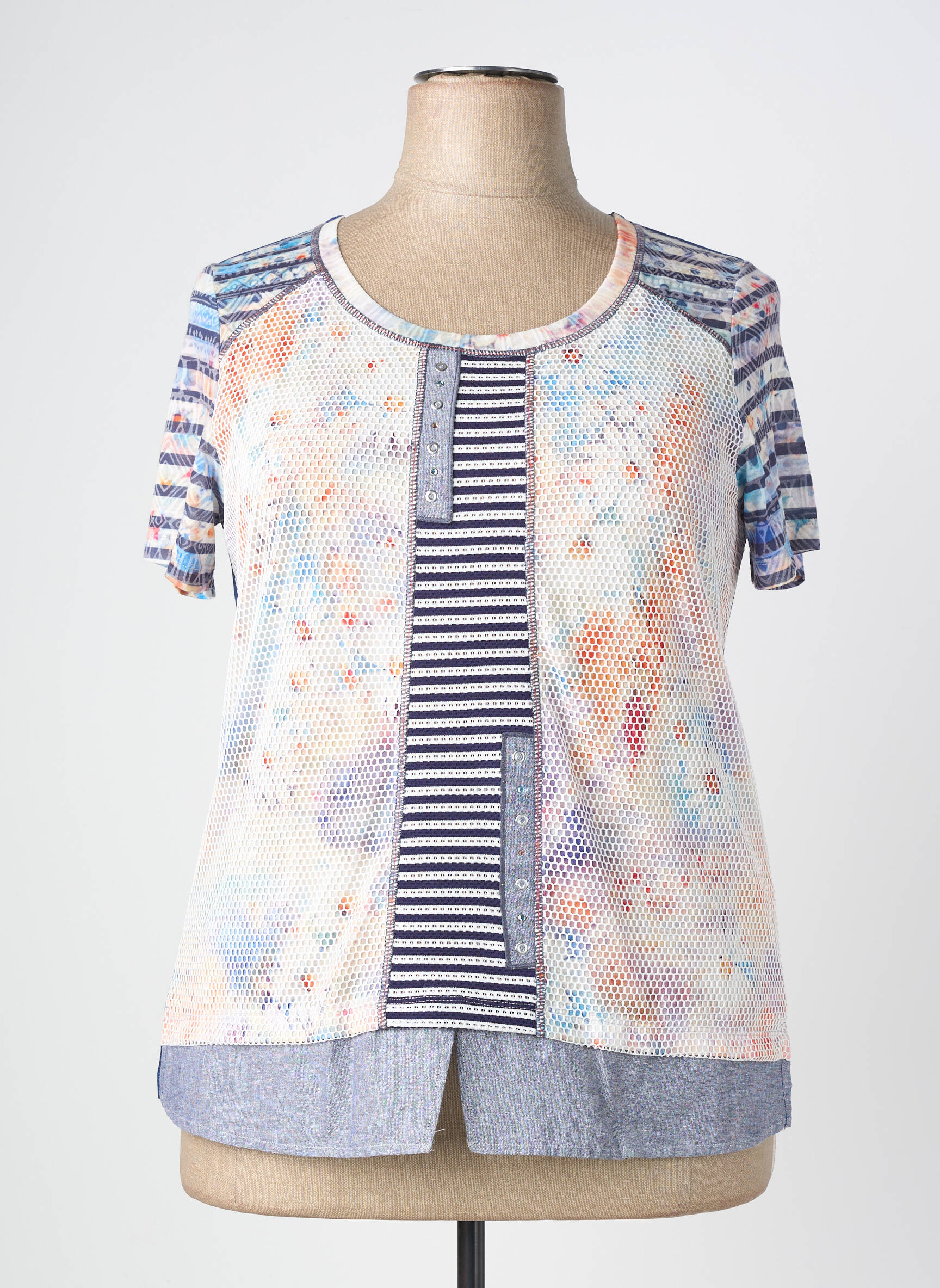 T-shirt imprimé fantaisie manches courtes bleu BAGORAZ femme