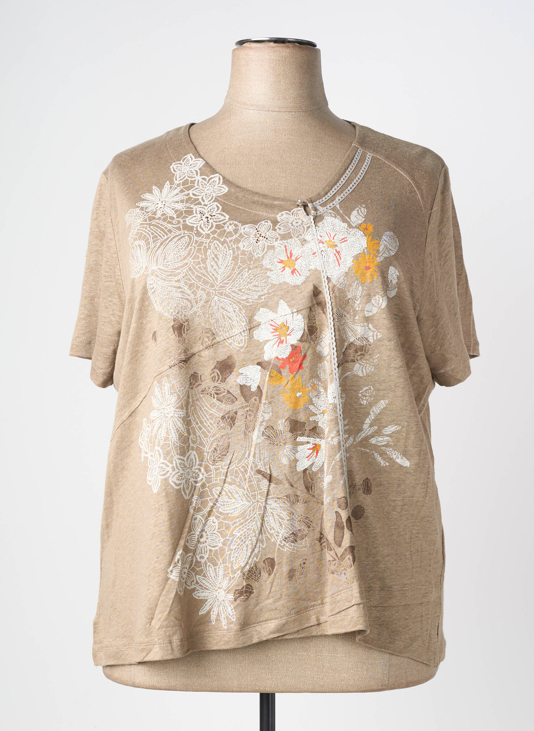 T-shirt imprimé fantaisie manches courtes marron BAGORAZ femme
