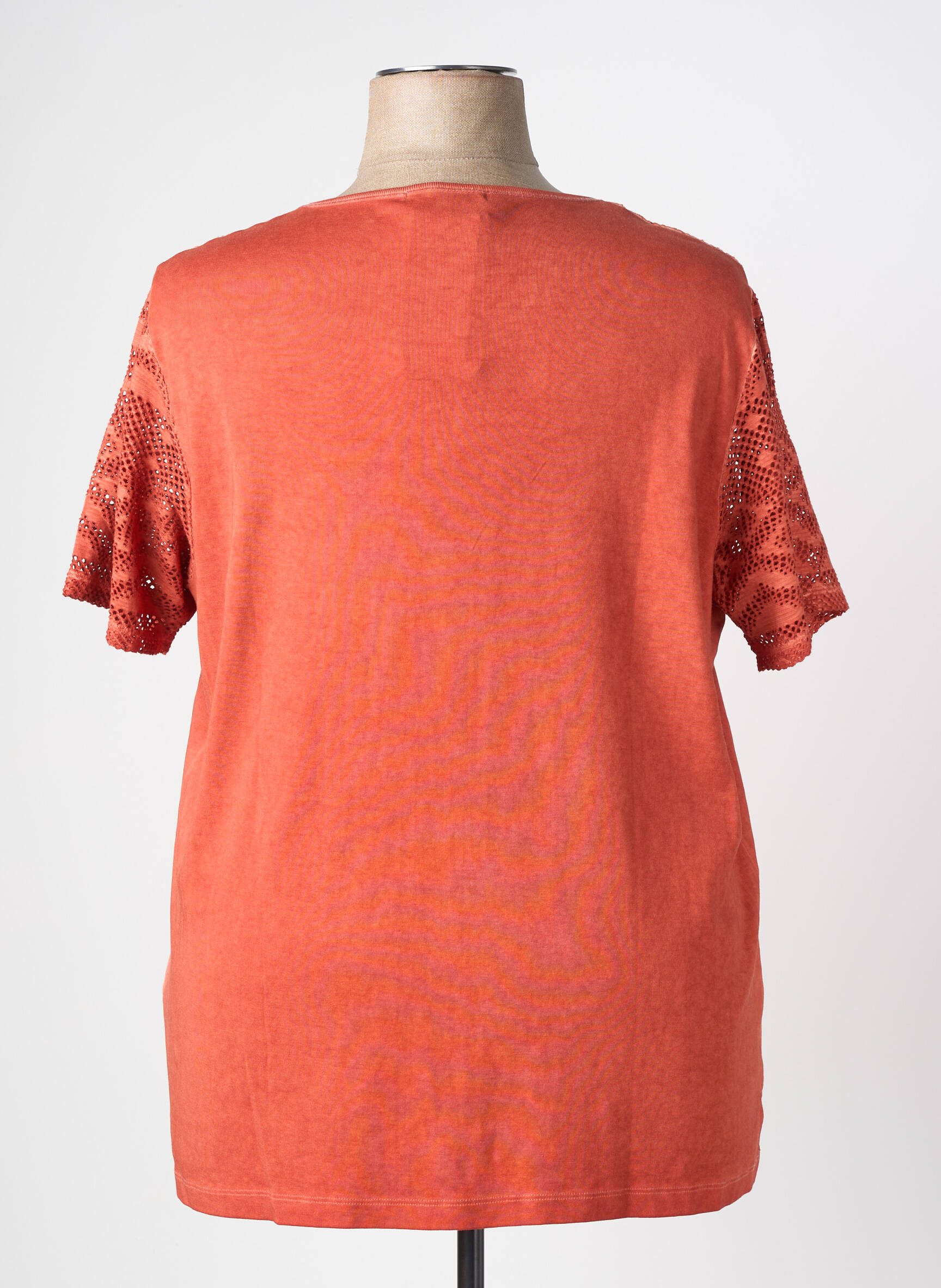 T-shirt sérigraphie floquée manches courtes orange BAGORAZ femme