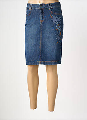 Jupe mi-longue taille normale bleu GUY DUBOUIS femme