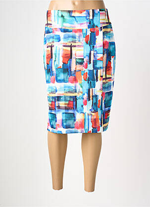 Jupe mi-longue stretch bleu GUY DUBOUIS femme