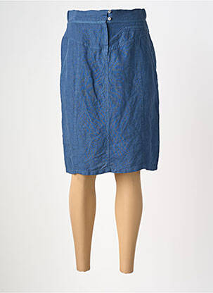 Jupe mi-longue coupe droite bleu MERI & ESCA femme