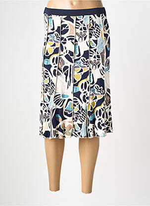 Jupe mi-longue stretch bleu GUY DUBOUIS femme