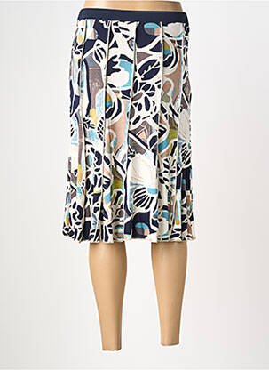 Jupe mi-longue stretch bleu GUY DUBOUIS femme