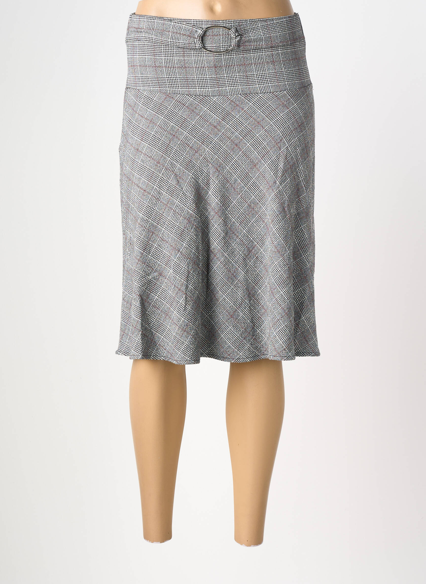 Jupe mi-longue stretch gris MERI & ESCA femme