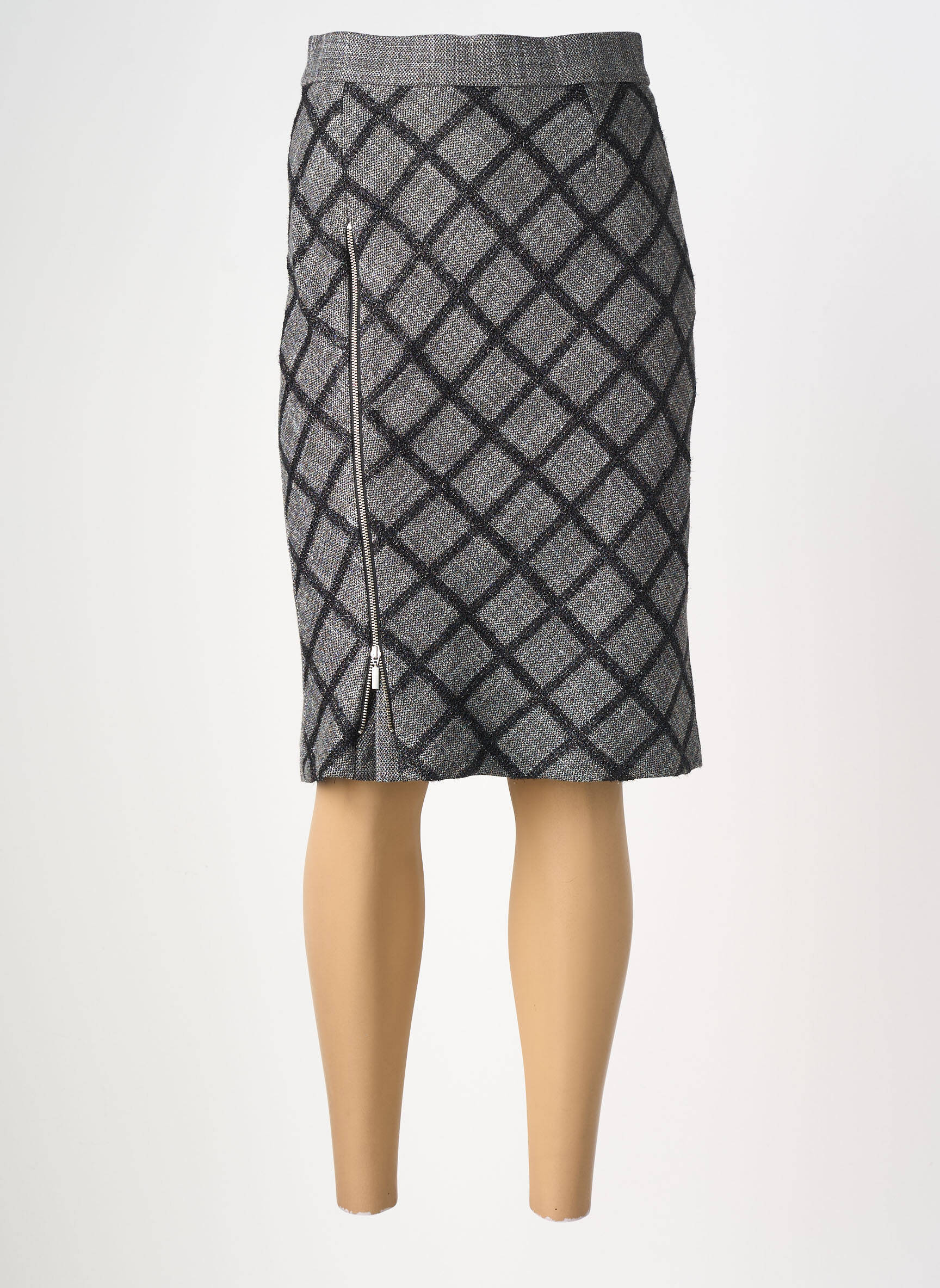 Jupe mi-longue taille haute gris GUY DUBOUIS femme