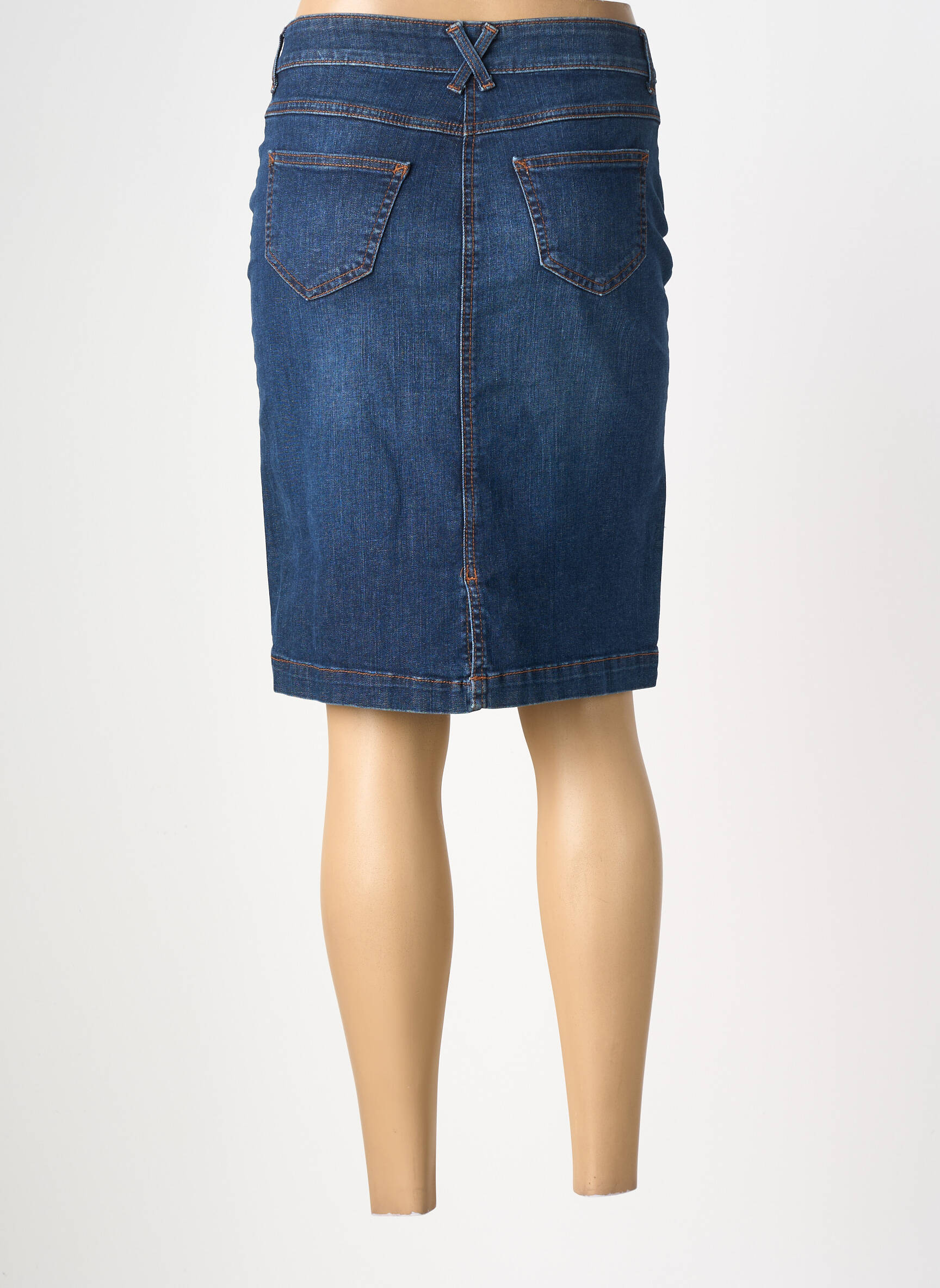 Jupe mi-longue taille normale bleu GUY DUBOUIS femme