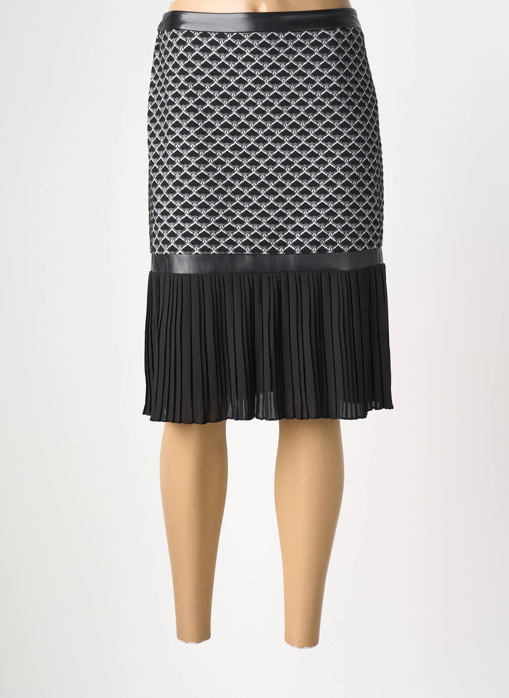 Jupe mi-longue taille normale noir FRANCE RIVOIRE femme