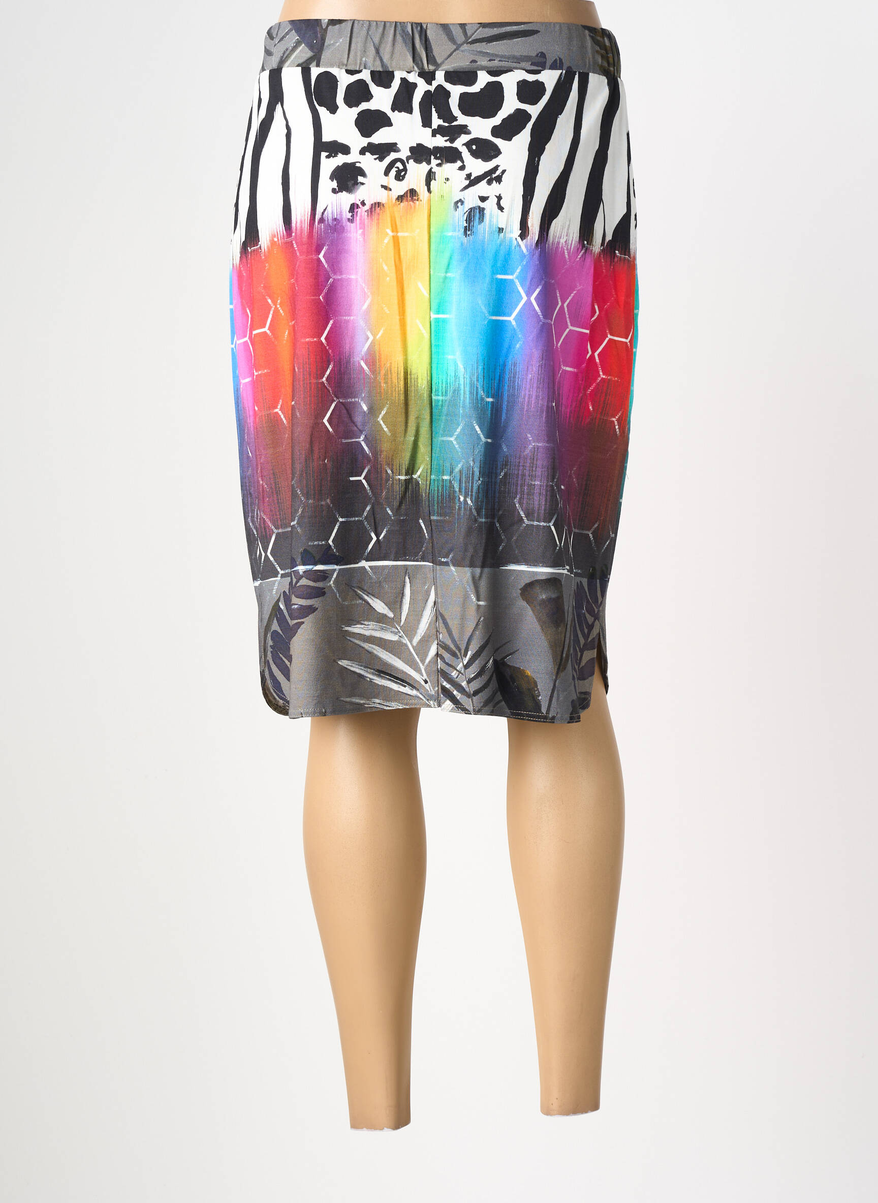 Jupe mi-longue stretch gris MERI & ESCA femme