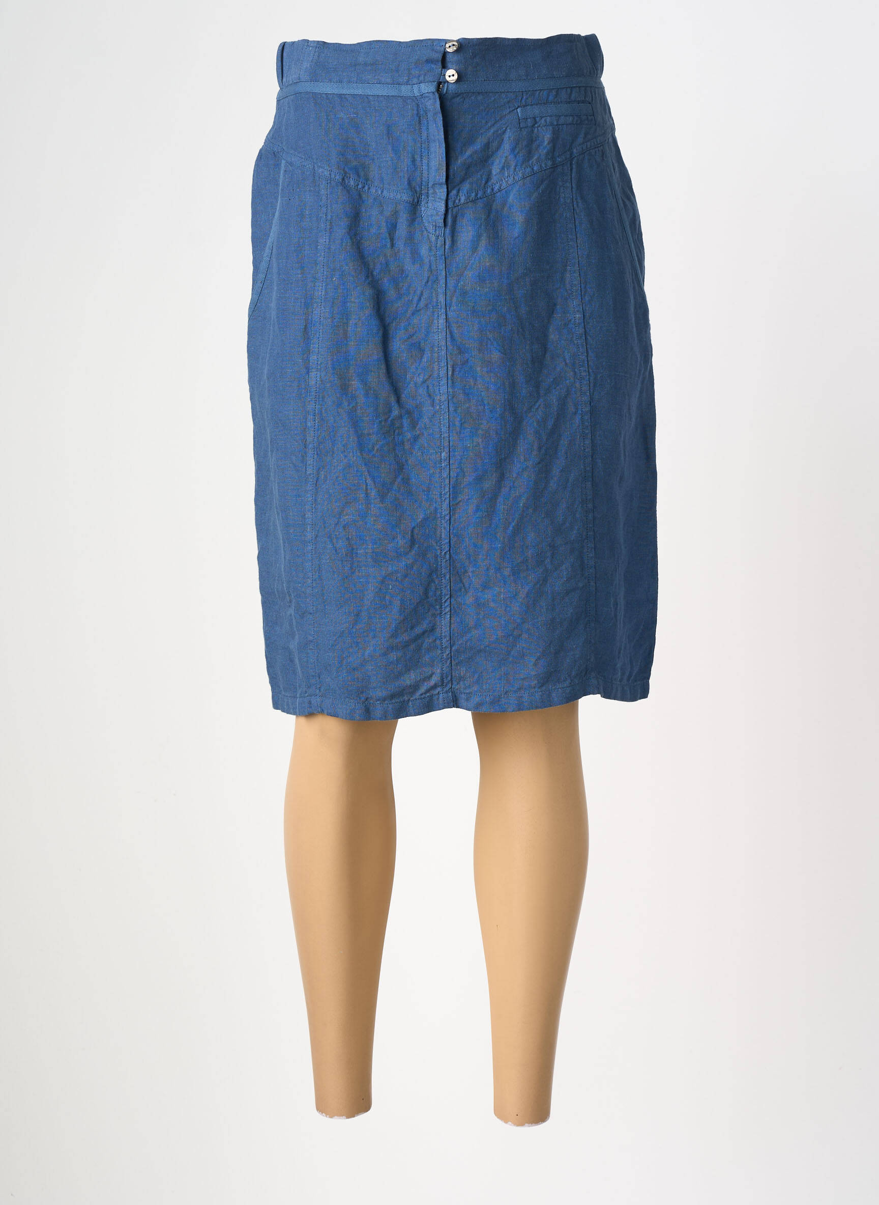 Jupe mi-longue coupe droite bleu MERI & ESCA femme