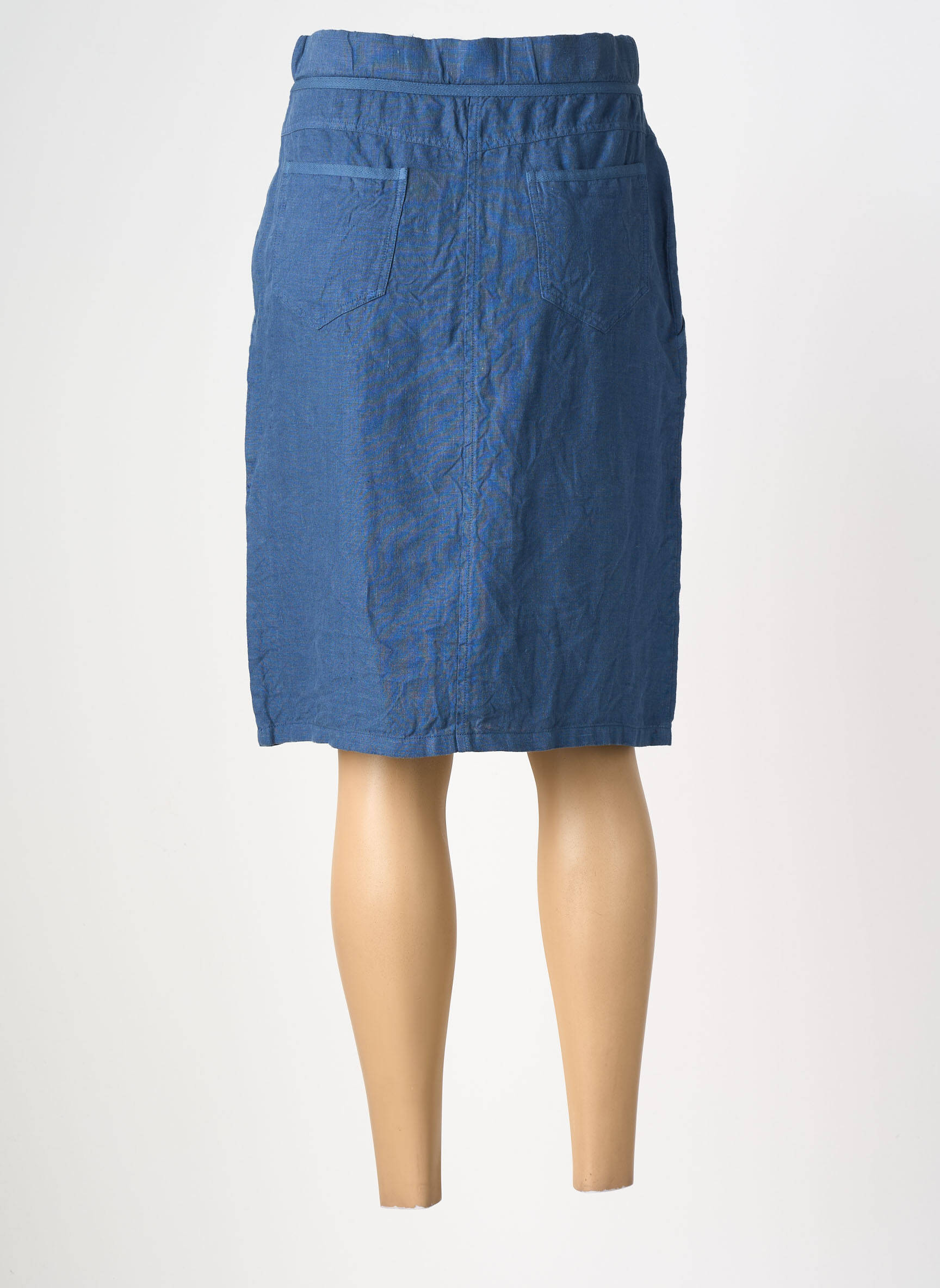 Jupe mi-longue coupe droite bleu MERI & ESCA femme