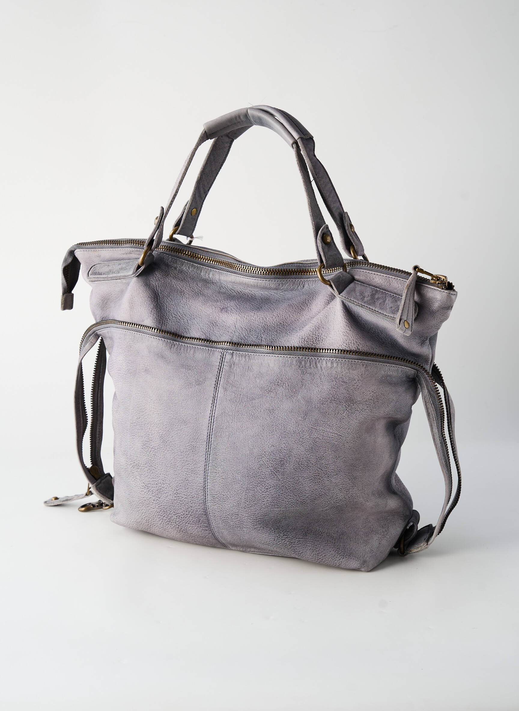 Sac fermeture zippée forme rectangulaire gris LANGO'S femme