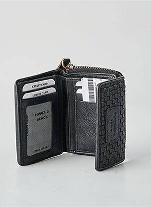 Porte-carte fermeture zippée noir FUCHSIA femme