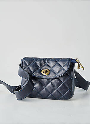 Sac cuir grainé forme rectangulaire bleu LANGO'S femme