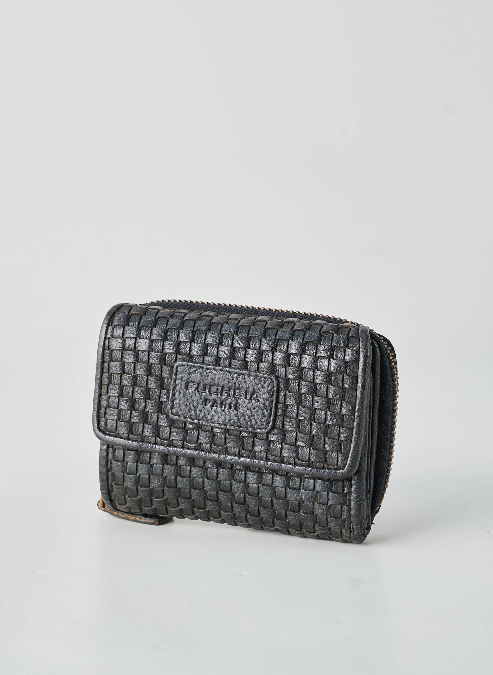 Porte-carte fermeture zippée noir FUCHSIA femme