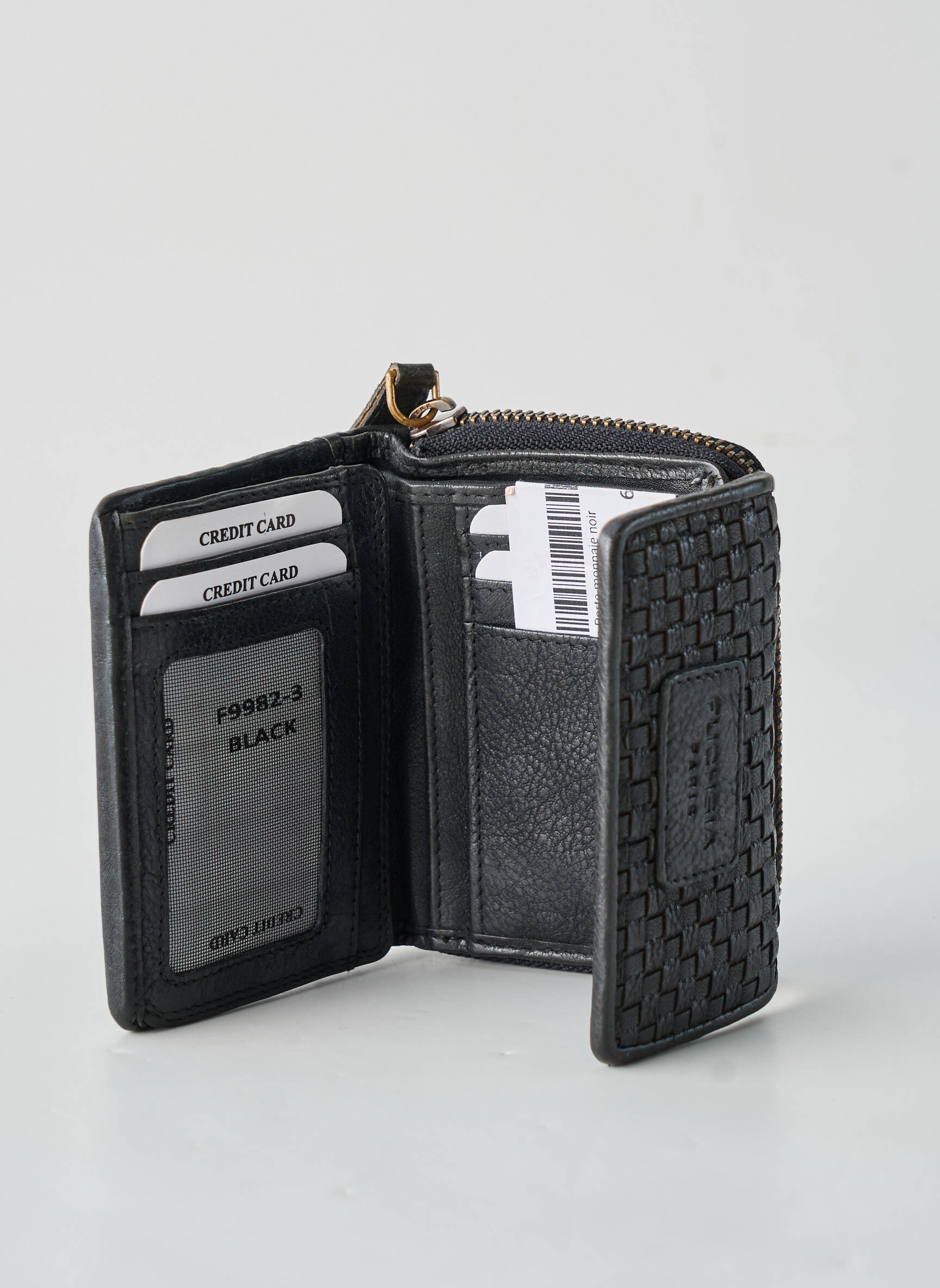 Porte-carte fermeture zippée noir FUCHSIA femme