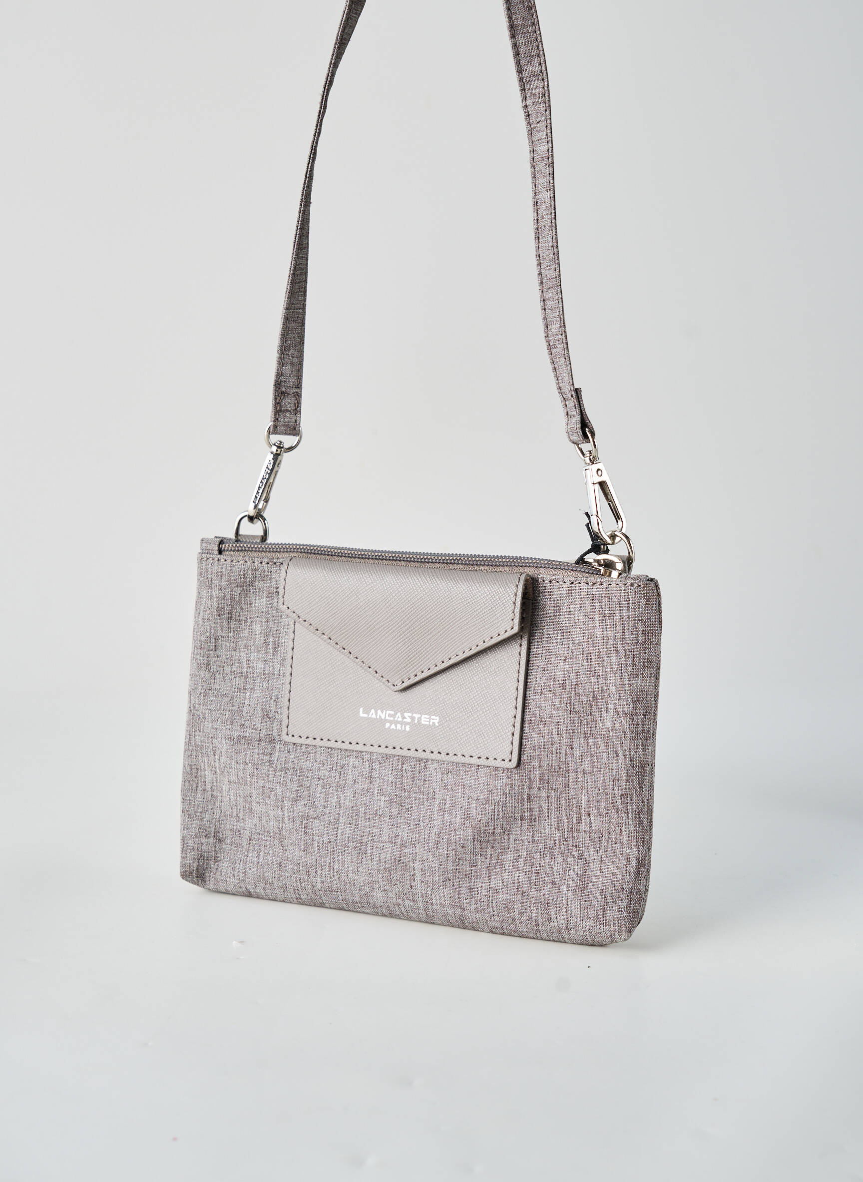 Sac fermeture zippée forme rectangulaire gris LANCASTER femme