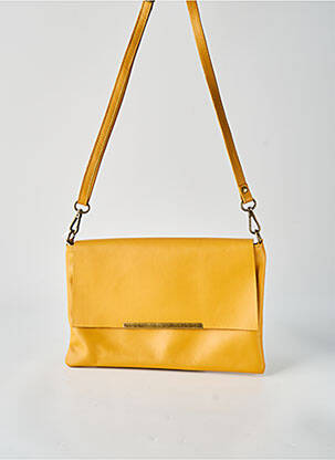 Sac fermeture zippée forme rectangulaire jaune LANGO'S femme