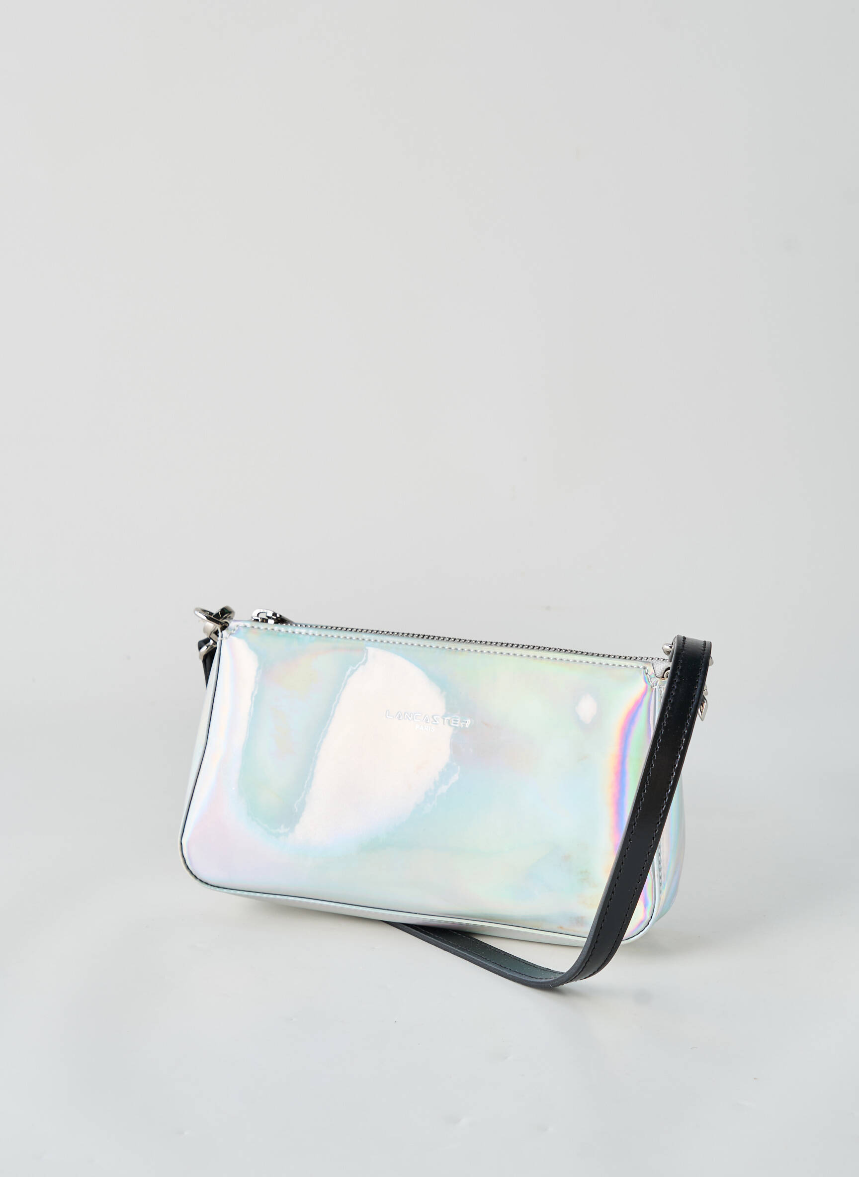 Sac fermeture zippée forme rectangulaire argent LANCASTER femme