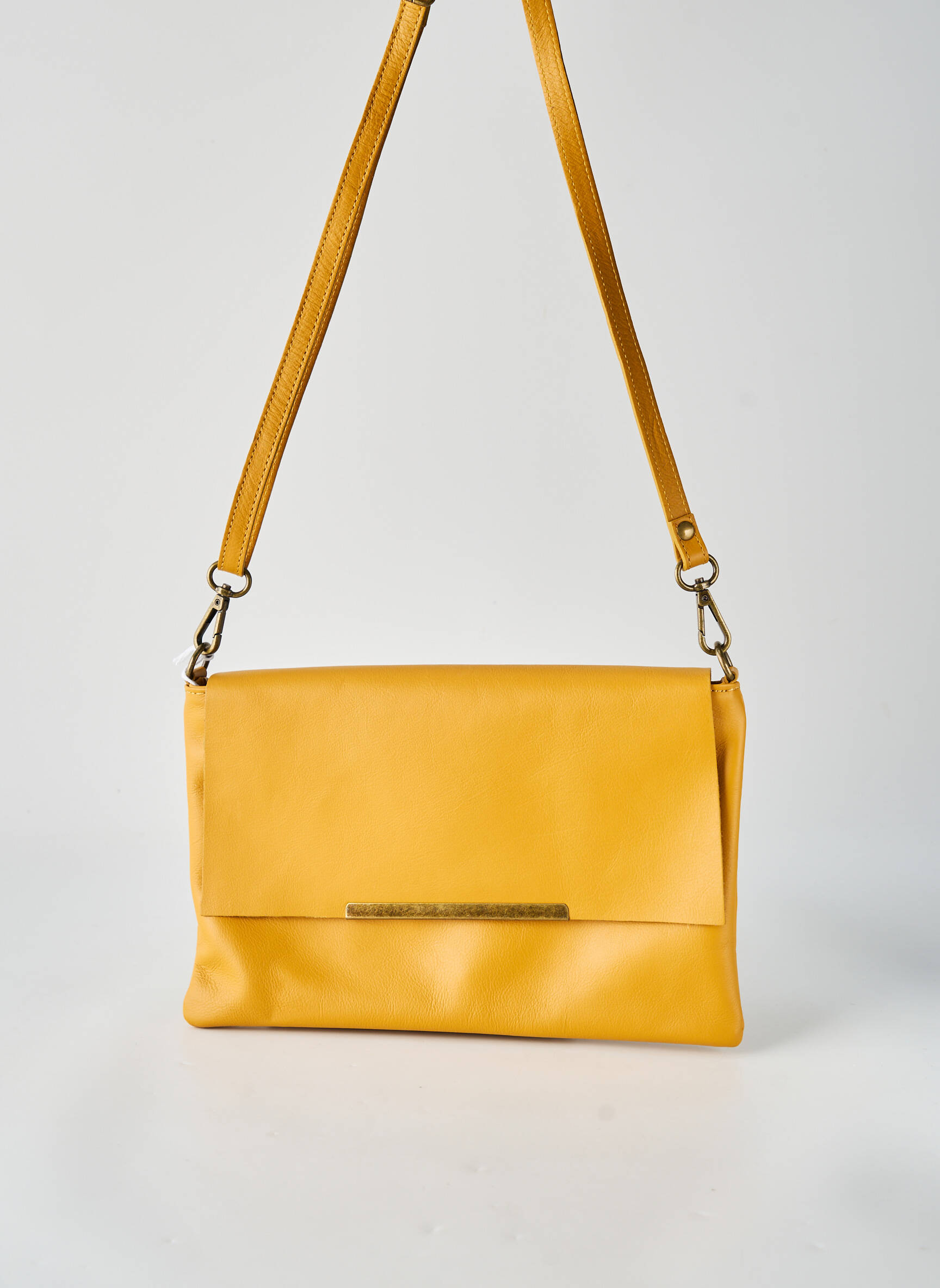Sac fermeture zippée forme rectangulaire jaune LANGO'S femme