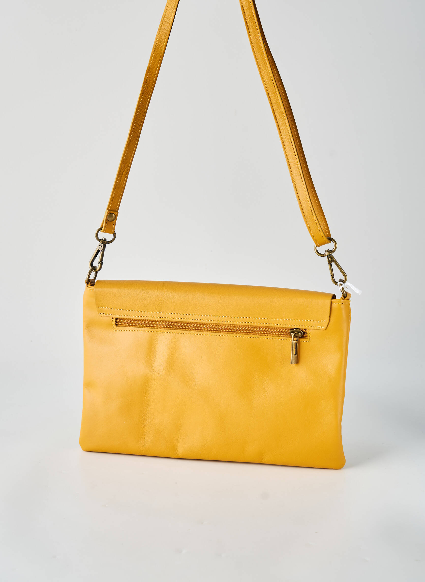 Sac fermeture zippée forme rectangulaire jaune LANGO'S femme