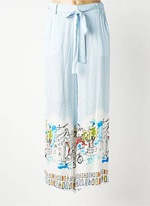 Pantalon droit tissage popeline taille normale bleu LESLIE femme