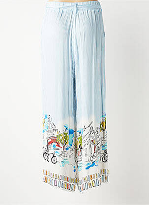 Pantalon droit tissage popeline taille normale bleu LESLIE femme