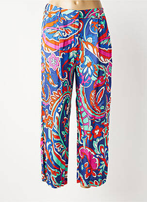 Pantalon droit fermeture zippée sous rabat avec crochet taille normale bleu LOLA CASADEMUNT femme