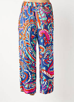 Pantalon droit fermeture zippée sous rabat avec crochet taille normale bleu LOLA CASADEMUNT femme