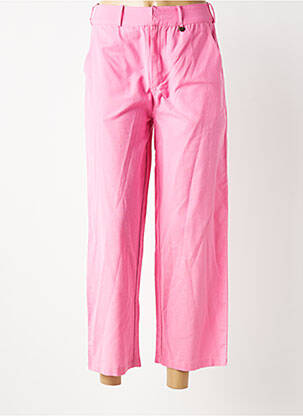 Pantalon droit fermeture zippée sous rabat avec crochet taille normale rose LOLA CASADEMUNT femme