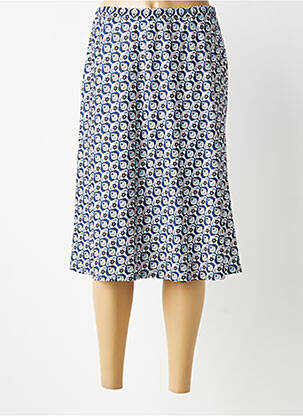 Jupe mi-longue stretch bleu GEVANA femme