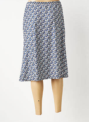 Jupe mi-longue stretch bleu GEVANA femme