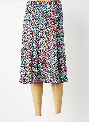 Jupe mi-longue stretch bleu GEVANA femme