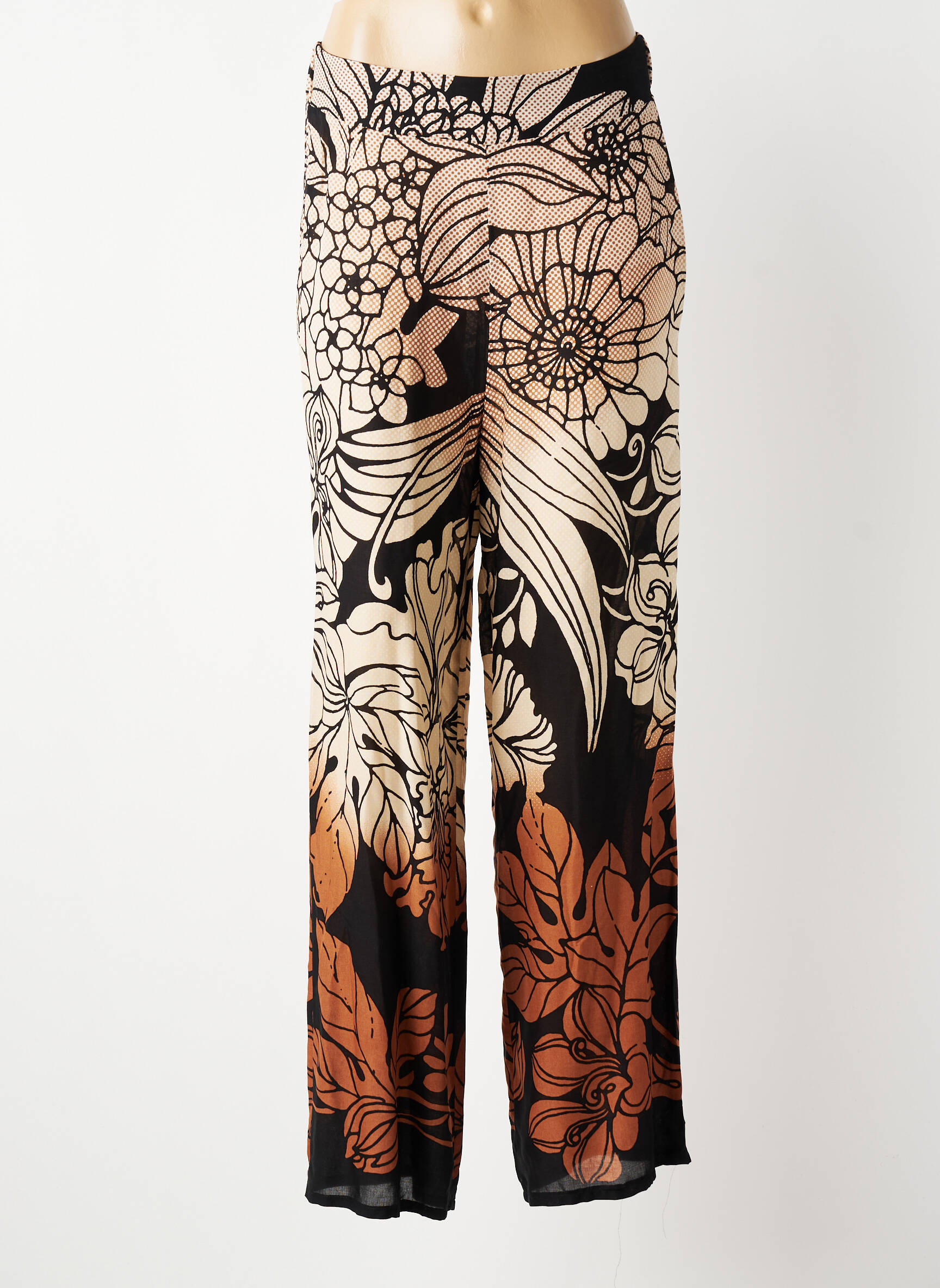 Pantalon droit tissage popeline taille normale noir ELEONORA AMADEI femme